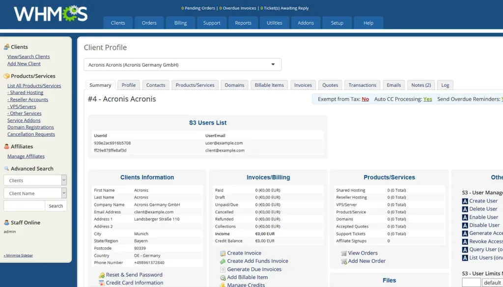 Managing Hosting Accounts and Services with WHMCS