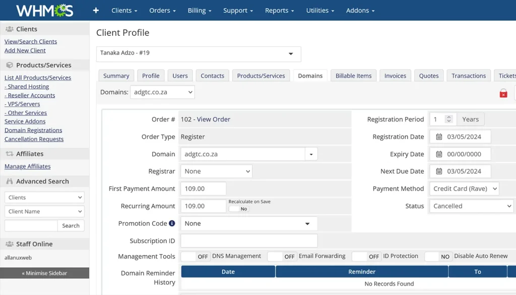 Using WHMCS for Domain Registration and Management